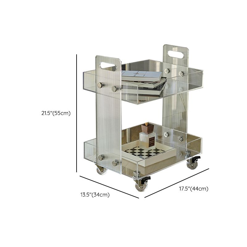 Modern Plastic Rectangular End Table Double Tier Corner Table with Storage Clearhalo 'Coffee & Accent Tables' 'End & Side Tables' 'end_side_tables' 'furn' 'furn_end_side_tables' 'Furniture' 'Living Room Furniture' 1200x1200_859e843b-016c-41d5-b25b-a25fed10b1e6