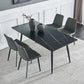 Rectangle Industrial Stone Table Standard Height Kitchen Table with 4 Legs