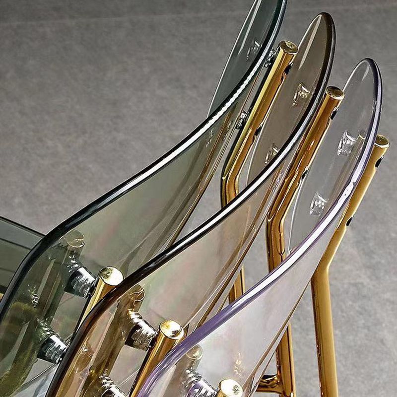 Chaise de salle à manger sans bras industrielle Plastique ouverte de dossier arrière avec base en métal