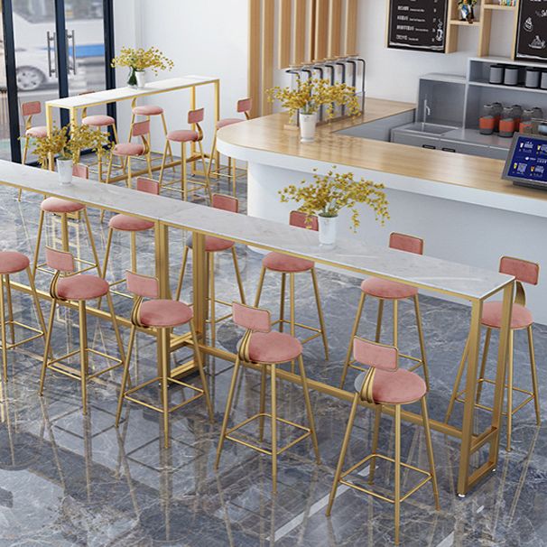 White Glam Style Bar Table in Iron Top and Faux Marble Bar Table, Only Table Clearhalo 'Bar Furniture' 'Bar Tables' 'bar_tables' 'furn' 'furn_bar_tables' 'Furniture' 'furniture_bar_tables' 'Kitchen & Dining Furniture' 1200x1200_85aa7628-7136-4916-9011-56f5d119b3bc