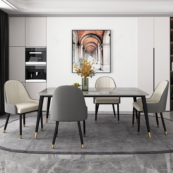 Gray Sintered Stone Dining Table Traditional Luxury Dining Table with 4 Legs Clearhalo 'Dining Tables & Seating' 'Dining Tables' 'dining_table' 'furn' 'furn_dining_table' 'Furniture' 'Kitchen & Dining Furniture' 1200x1200_85aa9287-8a28-445b-a3fa-85c0c8886b80