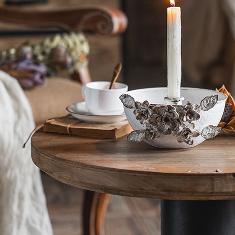 Rustic Corner Table Solid Wood Round Pedestal Side End Table