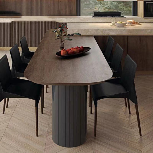 Oval Solid Wood Dining Table Modern Furniture with Double Pedestal for Kitchen