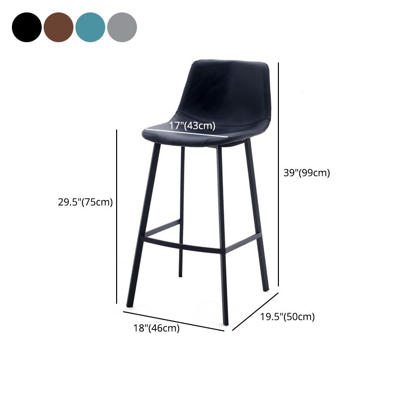 Contemporary Design Leather Counter Stool Low Back Armless Stools with Metal Base Clearhalo 'Bar Furniture' 'Bar Stools' 'bar_stools' 'furn' 'furn_bar_stools' 'Furniture' 'furniture_bar_stools' 'Kitchen & Dining Furniture' 1200x1200_85ae8a1b-8bbd-4191-af4b-26d3c68adf5d