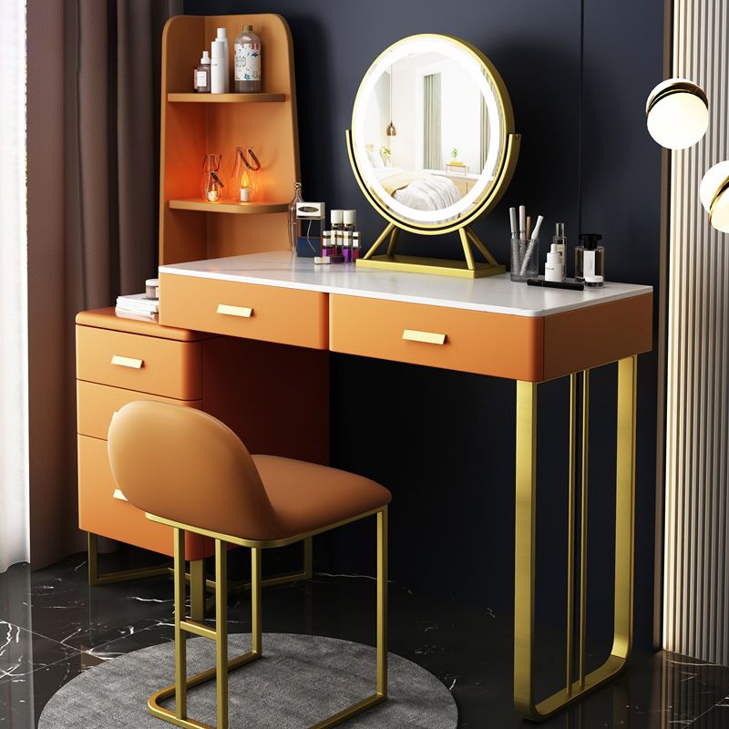 51.2 "H Distano per il trucco di vanità in ardesia con ripiani e 5-cassetti