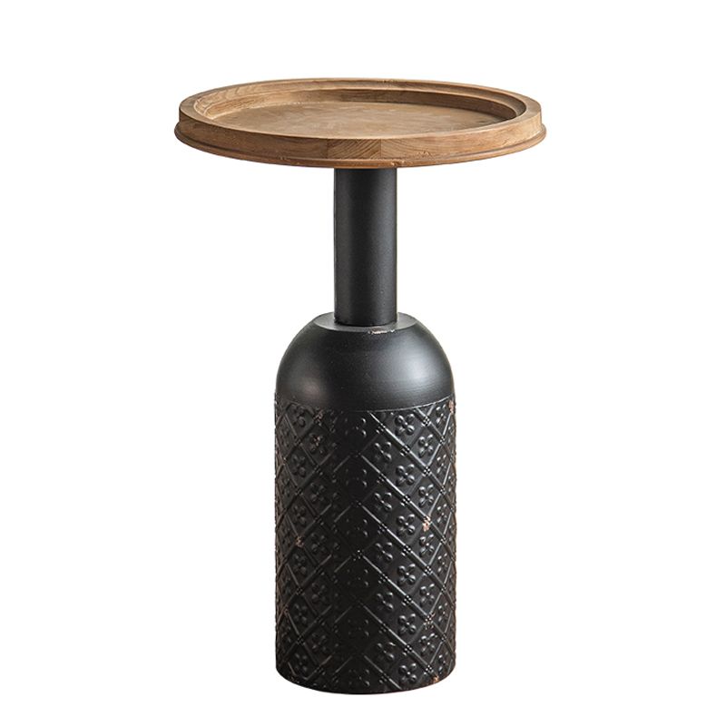 Rustic Iron Pedestal Round Wood Top Coffee Table - Distressed Surface Treatment Clearhalo 'Coffee & Accent Tables' 'Coffee Tables' 'coffee_tables' 'furn' 'furn_coffee_tables' 'Furniture' 'Living Room Furniture' 1200x1200_85afa4f2-1043-4288-bede-61d4c2cca0c9
