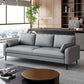 Contemporary Faux Leather Pillows Square Arm Living Room 3 Seater Seating