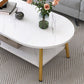 Modern Style Round/oval Wood-paneled 3/4 Leg Base with Storage Rack Coffee Table