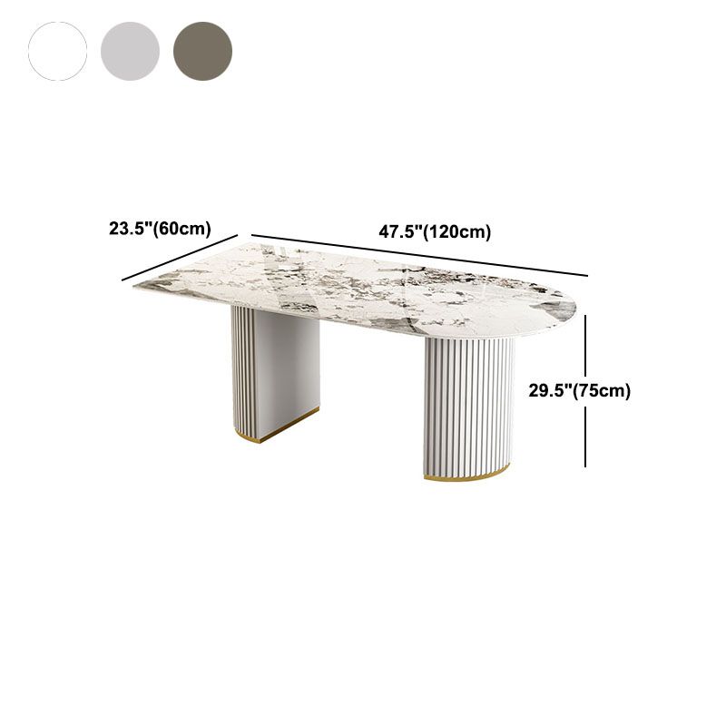 Irregular Shape Dining Table for Restaurant Sintered Stone Table with Double Pedestal Clearhalo 'Dining Tables & Seating' 'Dining Tables' 'dining_table' 'furn' 'furn_dining_table' 'Furniture' 'furniture_dining_table' 'Kitchen & Dining Furniture' 'kitchen' 'kitchen_dining_table' 1200x1200_85b2c2b5-79d0-4e40-90f7-2db846a19f09