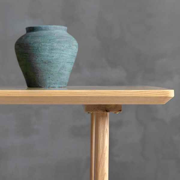 Mesa de comedor rectangular con pedestal doble, mesa moderna de madera de pino para cocina