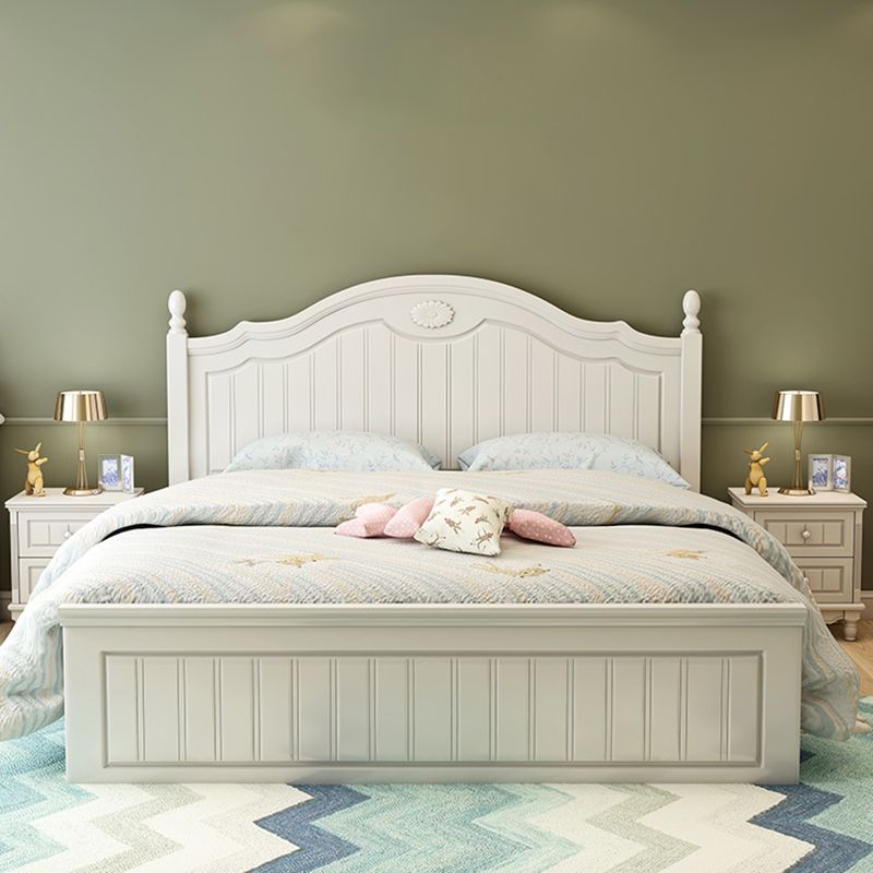 French Country Panel Bed Wood White Bed Frame with Arched Headboard Clearhalo 'Bedroom Furniture' 'Beds' 'furn' 'furn_beds' 'Furniture' 1200x1200_85b4342a-2d10-4b8a-885b-9bdaac1d88ef