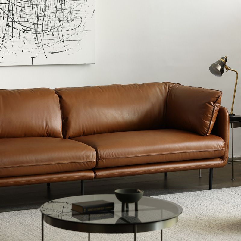 Contemporáneo 31.49 "Sofá de brazo de esmoquin de cuero genuino alto