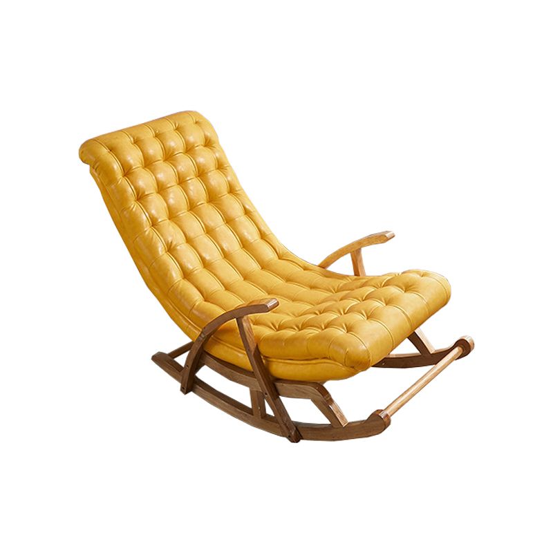 Leder -Schaukelstuhl einfache zeitgenössische Tufted -Kissen Schaukelstuhl mit Osmanisch