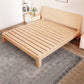 Modern Natural Solid Wood Standard Bed with Rectangular Headboard
