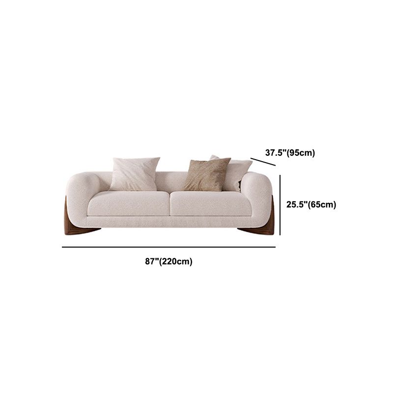 Sofá de lana blanco contemporáneo, cojines de brazo de esmoquin, sofá con almohadas