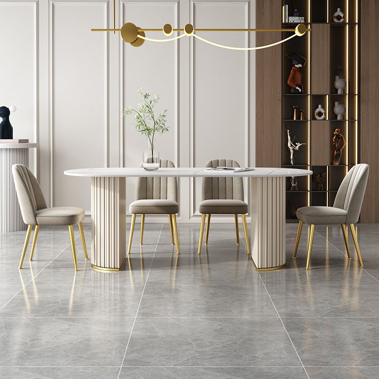 Modern Oval Dining Table Sintered Stone Dining Table with Off White Double Pedestal Clearhalo ' dining_table' 'Dining Tables & Seating' 'Dining Tables' 'furn' 'furn_dining_table' 'Furniture' 'furniture_dining_table' 'Kitchen & Dining Furniture' 'kitchen&dining_furn' 'kitchen' 'kitchen_dining_table' 1200x1200_85ba4f6a-a181-4f39-8c63-48542ccc183b