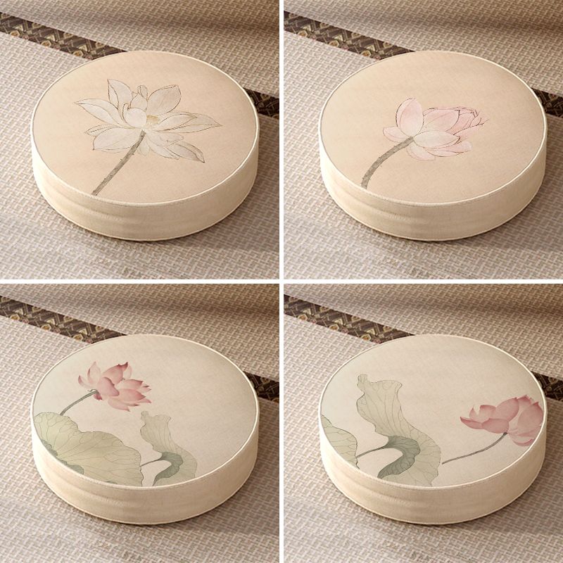 Modern Pouf Ottoman Cotton Upholstered Flower Printed Round Ottoman Clearhalo 'furn' 'furn_ottomans_poufs' 'Furniture' 'Living Room Furniture' 'Ottomans & Poufs' 'ottomans_poufs' 1200x1200_85bb3edb-25aa-4028-9fbe-dd0d1fccafce