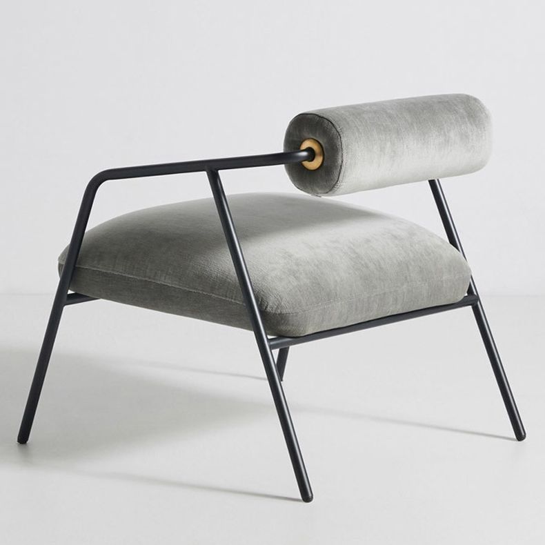 Metal Contemporary Indoor Arm Chair Matte Fabric Open Back Chair Clearhalo ' kitchen&dining_furn' 'Dining Chairs' 'Dining Tables & Seating' 'dining_chair' 'furn' 'furn_dining_chair' 'Furniture' 'furniture_dining_chair' 'Kitchen & Dining Furniture' 'kitchen' 1200x1200_85bffa46-2e6b-4e24-98a7-4661d2a47c62