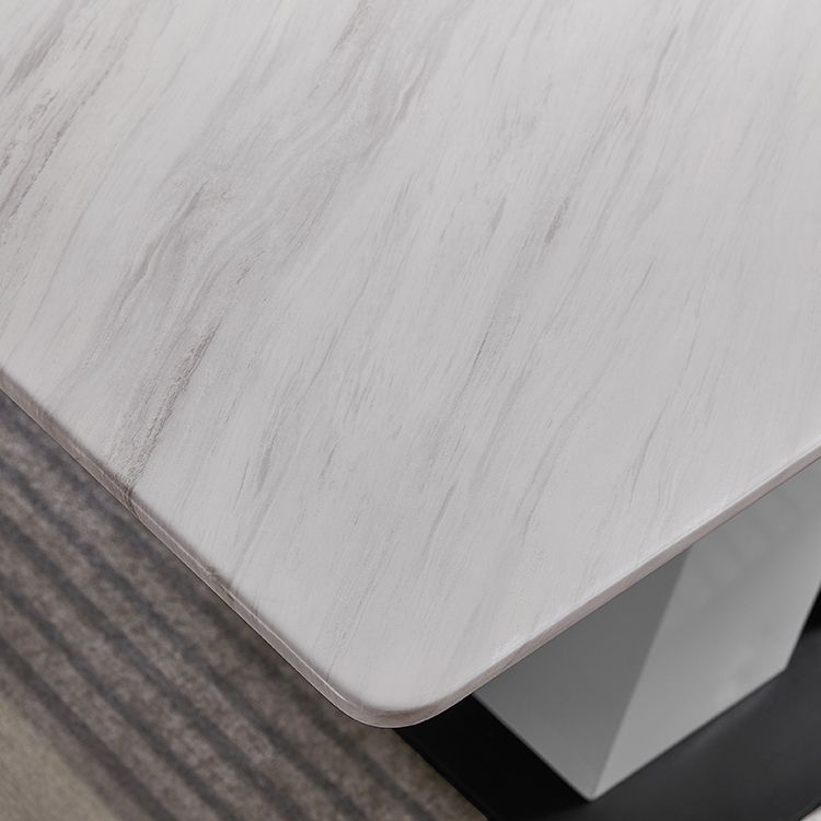 Rectangle Stone Top Dining Table Metal Pedestal Dining Table for Dining Room Clearhalo 'Dining Tables & Seating' 'Dining Tables' 'dining_table' 'furn' 'furn_dining_table' 'Furniture' 'Kitchen & Dining Furniture' 1200x1200_85c03901-579f-46d0-9e5b-faa953bc64a8