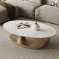 15"H Glam Coffee Table Pedestal Slate Oval Coffee Cocktail Table