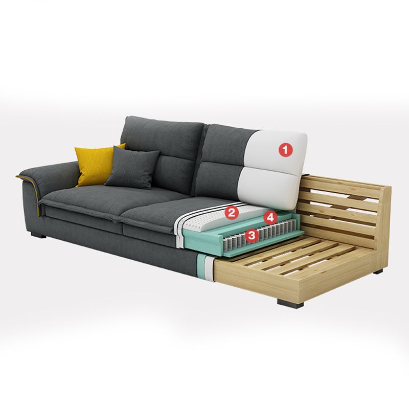 Flared Arm Möbel Abschnitte dunkelgraues Sofa -Abschnitt mit Kissen