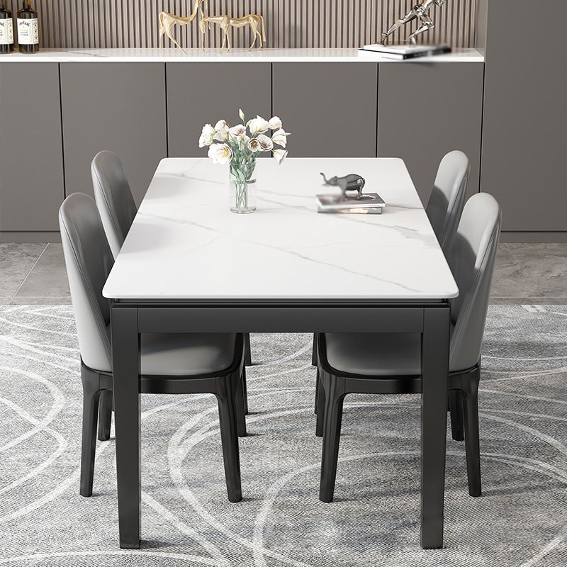 Stone Top Dining Table Modern Rectangle Dining Table with 4 Wood Legs Clearhalo 'Dining Tables & Seating' 'Dining Tables' 'dining_table' 'furn' 'furn_dining_table' 'Furniture' 'furniture_dining_table' 'Kitchen & Dining Furniture' 'kitchen' 'kitchen_dining_table' 1200x1200_85c51d84-883f-46de-8c75-833736e33ec7