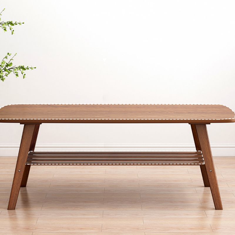 Salontafel met 4 poten, houten rechthoek, 1 salontafel met opbergplank
