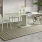 Mesa de comedor de piedra blanca y acero, mesa de comedor informal con pedestal rectangular