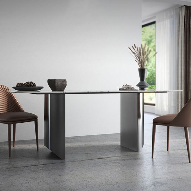 Metal Traditional Luxury Rectangle Table Sintered Stone Indoor Table Clearhalo ' dining_table' 'Dining Tables & Seating' 'Dining Tables' 'furn' 'furn_dining_table' 'Furniture' 'furniture_dining_table' 'Kitchen & Dining Furniture' 'kitchen&dining_furn' 'kitchen' 'kitchen_dining_table' 1200x1200_85c7fd44-dec3-4c3e-9dfd-d397f34c384b
