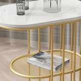 Minimalist Oval Corner Table Slate C Side Table for Living Room