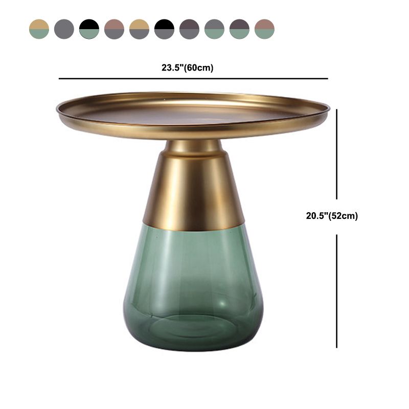 Mid-century Modern Style Round Metal Table with Glass Monopod Base Coffee Table Clearhalo 'Coffee & Accent Tables' 'Coffee Tables' 'coffee_tables' 'furn' 'furn_coffee_tables' 'Furniture' 'Living Room Furniture' 1200x1200_85c9c28b-f051-457c-b6c2-8834178b0ce1