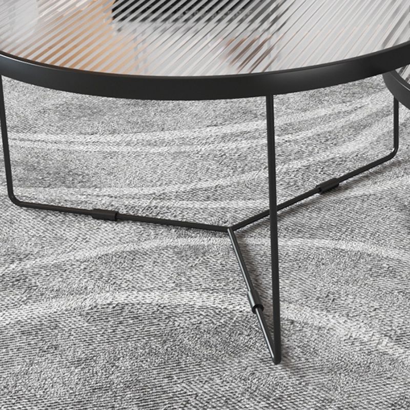 Moderner Stil runder geschärfter Glas Tisch mit Metallkreuzbeinen Couchtisch