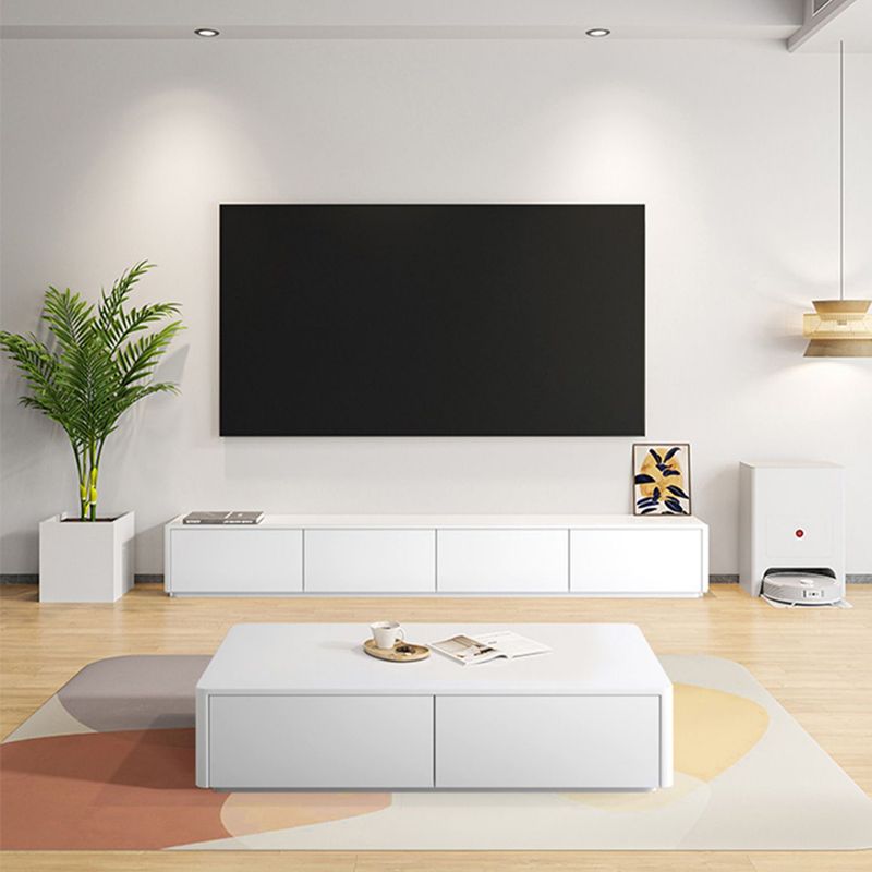 Contemporary White TV Stand Wood Enclosed Storage TV Media Console with Storage Clearhalo 'furn' 'furn_tv_stands_entertainment_centers' 'Furniture' 'Living Room Furniture' 'TV Stands & Entertainment Centers' 'TV Stands & Media Storage Furniture' 'tv_stands_entertainment_centers' 1200x1200_85cd7943-8ee0-49e8-9ba9-76ed2da8df89