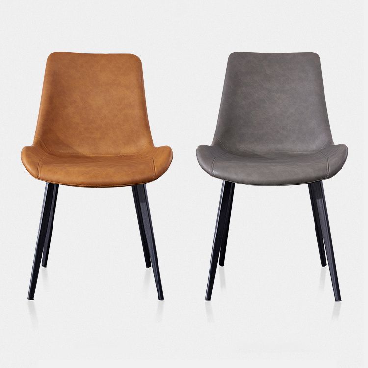 Industrial Style Leather Dining Chairs Solid Back Armless Side Chairs for Home Use Clearhalo ' kitchen&dining_furn' 'Dining Chairs' 'Dining Tables & Seating' 'dining_chair' 'furn' 'furn_dining_chair' 'Furniture' 'furniture_dining_chair' 'Kitchen & Dining Furniture' 'kitchen' 1200x1200_85cff9c9-32dc-4547-a3f5-ac09cd615bcb