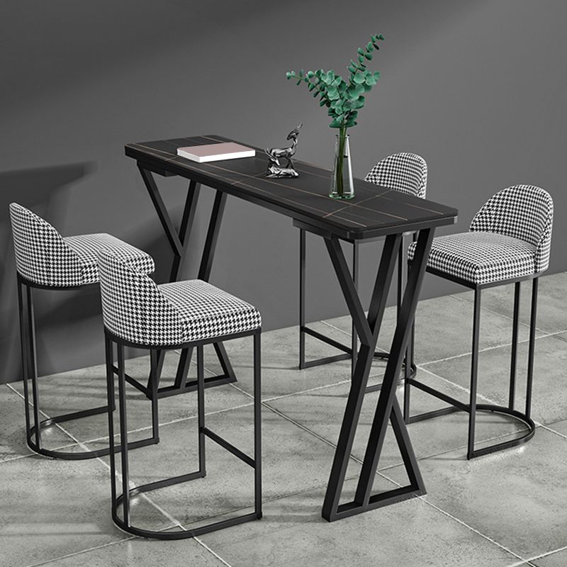 Table de Bar rectangulaire en pierre frittée, Base de traîneau, Table à manger pour cuisine et salon