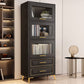 Contemporary Black Chest Glass Paned Accent Cabinet with Drawer Clearhalo 'Cabinets & Chests' 'cabinets_chests' 'furn' 'furn_cabinets_chests' 'Furniture' 'Living Room Furniture' 1200x1200_85d0b914-83c6-48a2-a3ee-1b13c7d027f9