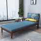 Chaise longue rembourrée en lin de salon traditionnel avec base en bois