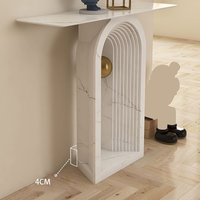 Glam Console Table Rectangle Stone Accent Table , 12 inch Width