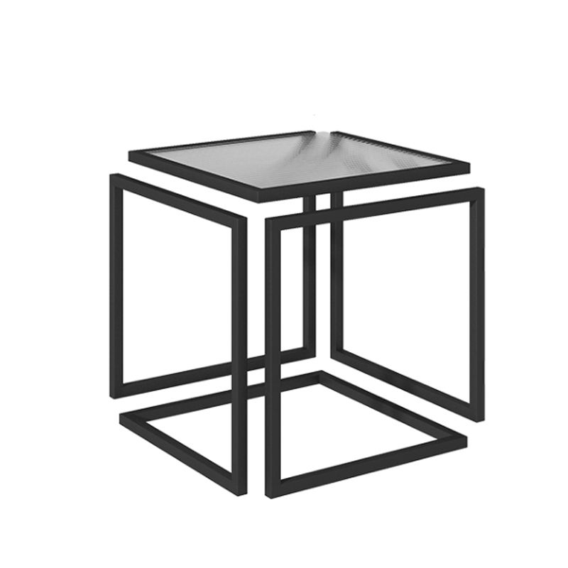 Glam Corner Table Living Room Square Frame Glass Top Accent Side Table