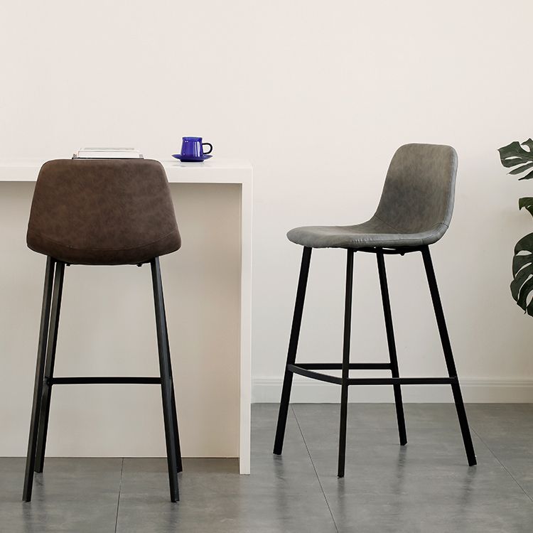 Contemporary Mental Leather Bar Stools Indoor Barstool with Iron Legs and Low Back Clearhalo 'Bar Furniture' 'Bar Stools' 'bar_stools' 'furn' 'furn_bar_stools' 'furniture_bar_stools' 'Kitchen & Dining Furniture' 'kitchen&dining_furn' 'kitchen' 'kitchen_furn' Furniture' 1200x1200_85d7696f-2128-4451-b3b3-13f8de4f1f31