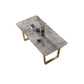 Rectangle Double Pedestal Dining Table Glam Stone Table for Kitchen