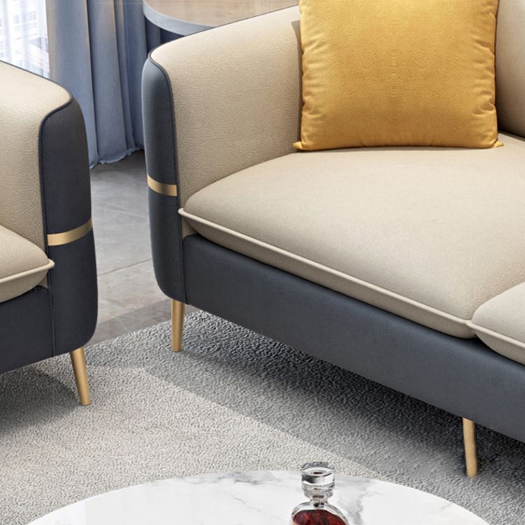 Contemporary Recessed Arm Sofa with Pillows Back and Golden Legs Clearhalo 'furn' 'furn_sectionals' 'Furniture' 'furniture_sectionals' 'kitchen' 'kitchen_sectionals' 'Living Room Furniture' 'Sectionals' 1200x1200_85d8c093-6e0e-4a4f-8a6a-99078b8cb638