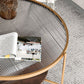 Round with Wood Accents Coffee Table Nordic Clear Glass Top Cocktail Table