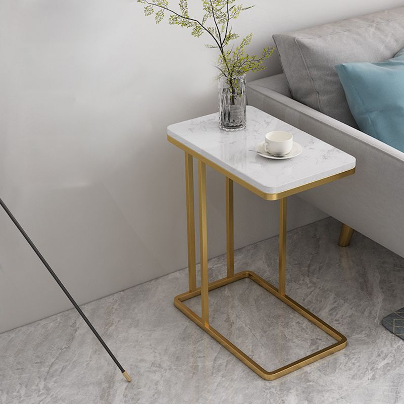 Mesa lateral C de mediados de siglo C pizarra/mesa de extremo rectangular de metal superior