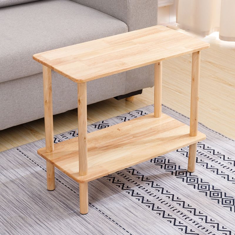 Modernes massives Holzendrutsche 4 Beine mit Regal Doppelstufe Beistelltisch