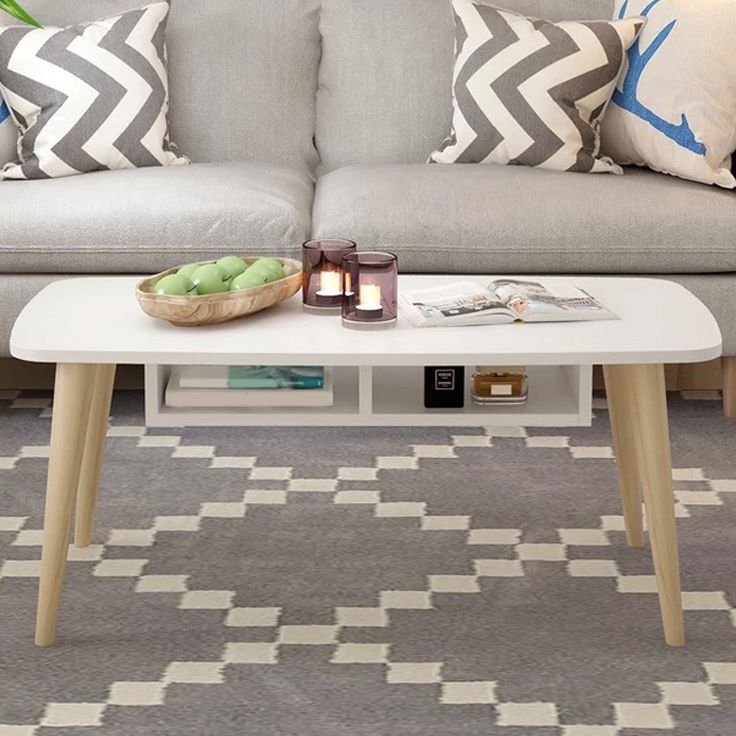 Tavolino da cocktail quadrati a 4 gambe tavolino in legno moderno minimalista