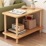 Scandinavian Rectangular End Table Wooden Top Side Table with Shelf for Living Room