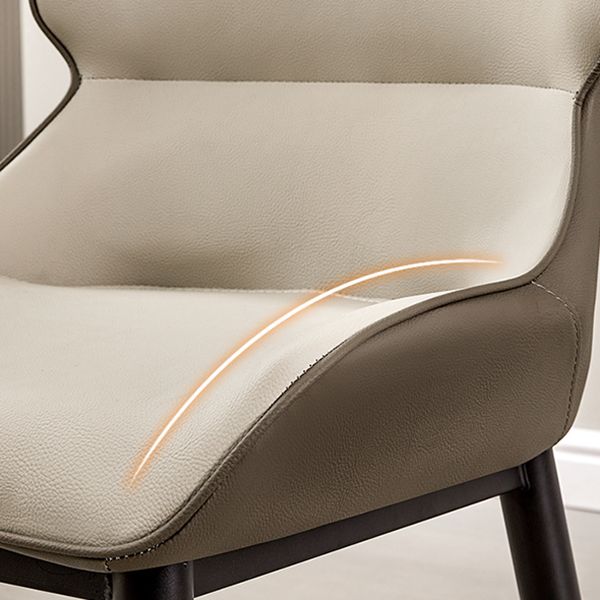 Modern Simple Side Chair Faux Leather Side Dining Chair with Metal Base for Home Use