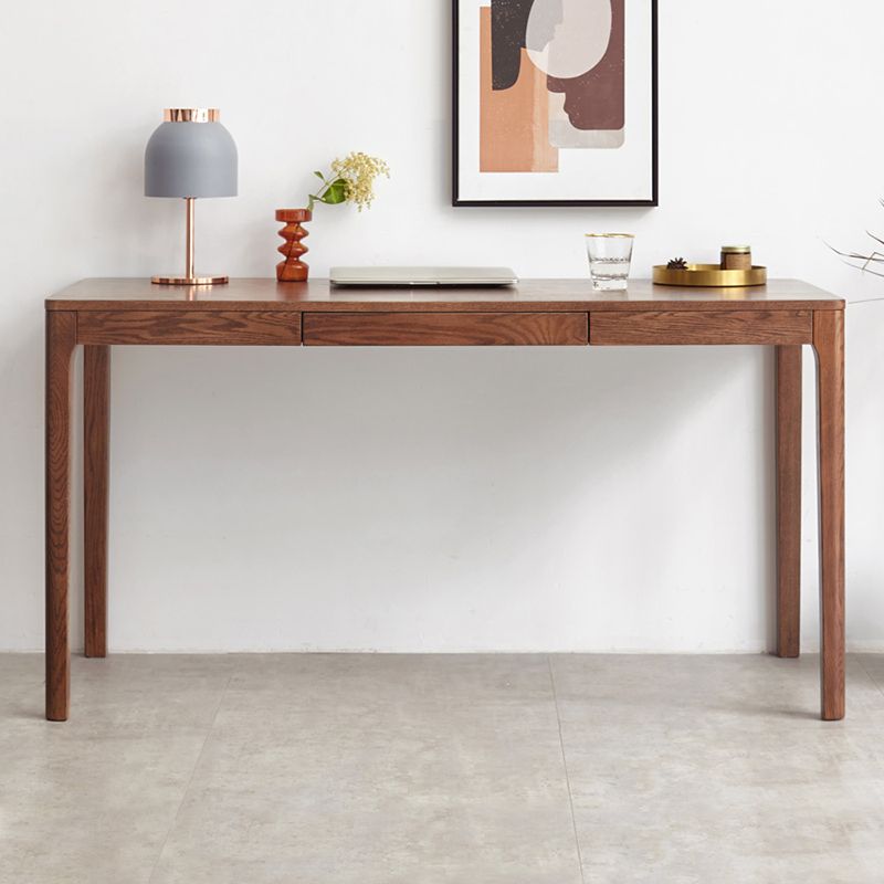Bruin eiken slaapkamer bureau een enkele lade Parsons Base Writing Desk