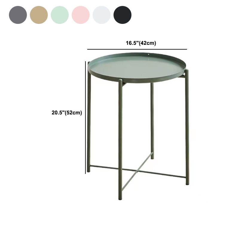Mid-Century Round Tray Top Side Table Metal Cross Legs End Table Clearhalo 'Coffee & Accent Tables' 'End & Side Tables' 'end_side_tables' 'furn' 'furn_end_side_tables' 'Furniture' 'Living Room Furniture' 1200x1200_85e1f11b-915d-402e-83c5-70bca0eb6cd0